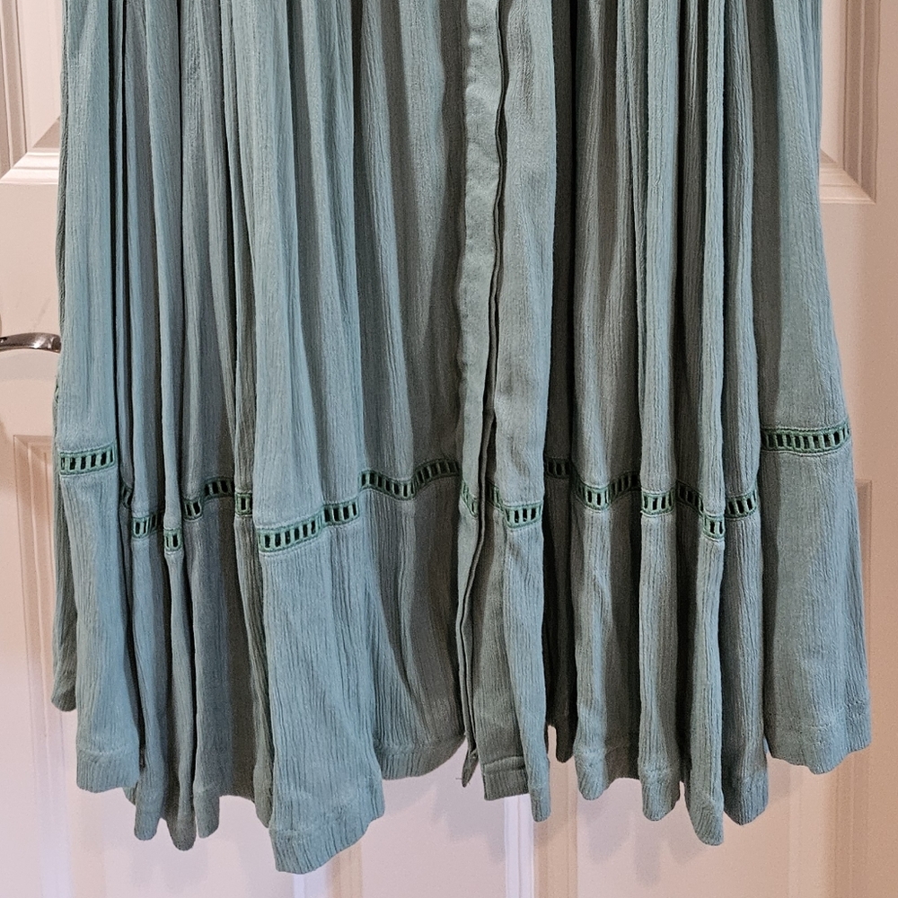 Free People Will Wait For You Midi Dress Embroidery Lace Oversized Green Sm NWT - Picture 11 of 16